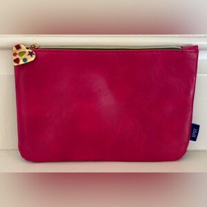 IPSY Valentine Cosmetic Bag - Vibrant Pink and Blue with Heart Zipper Pull